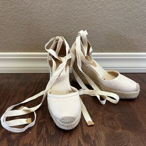 Express nude espadrille wedges Sz 8